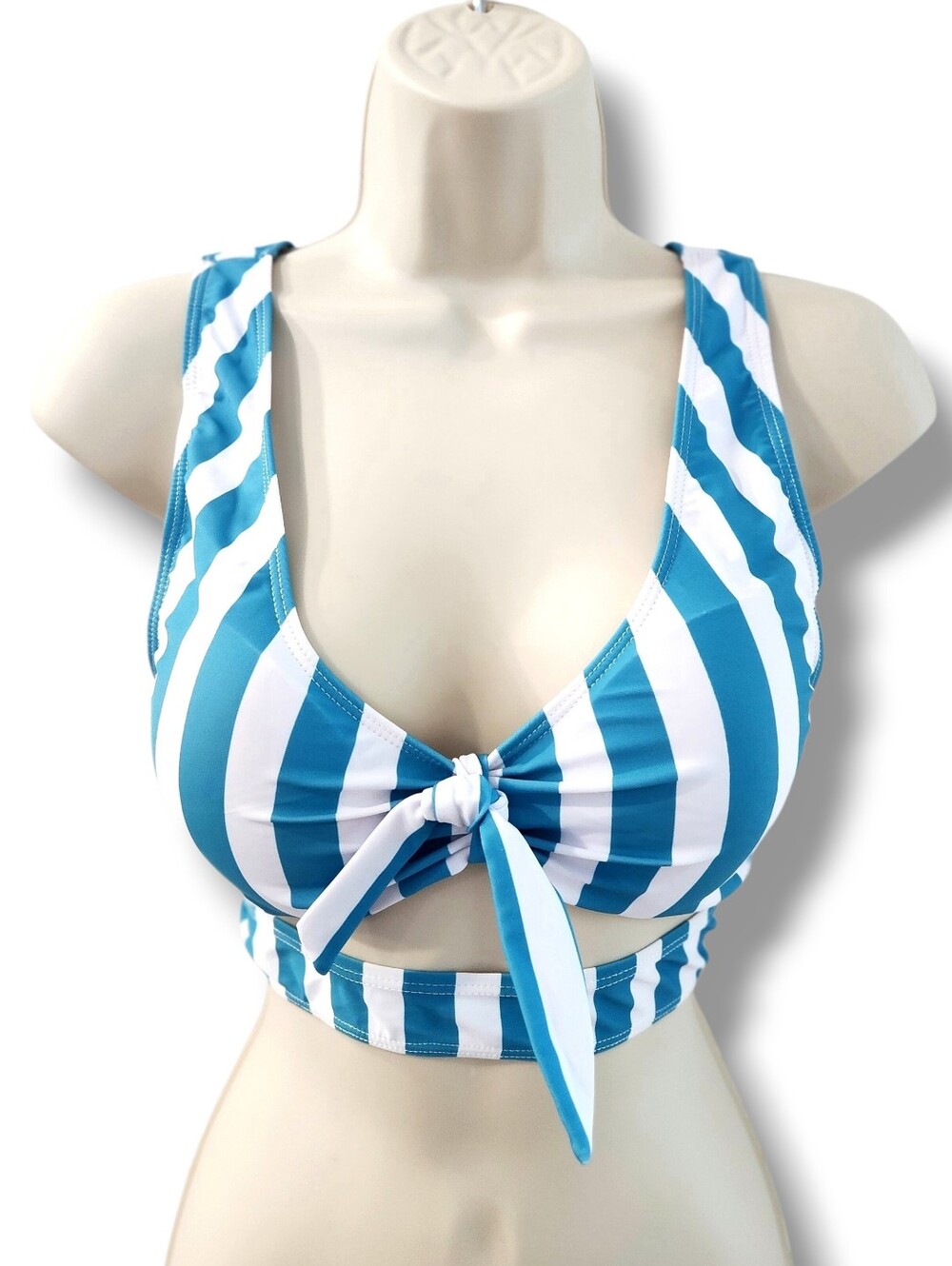 Dressfo Striped Cut Out Lace Up Bikini Top | Women's 10